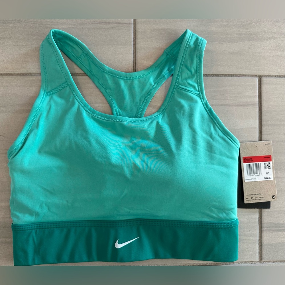 NWT Nike Green Sports Bra - Women’s Size Large - Medium Support